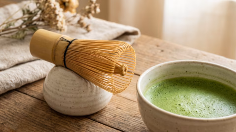 Bamboo matcha whisk chasen and frothy matcha